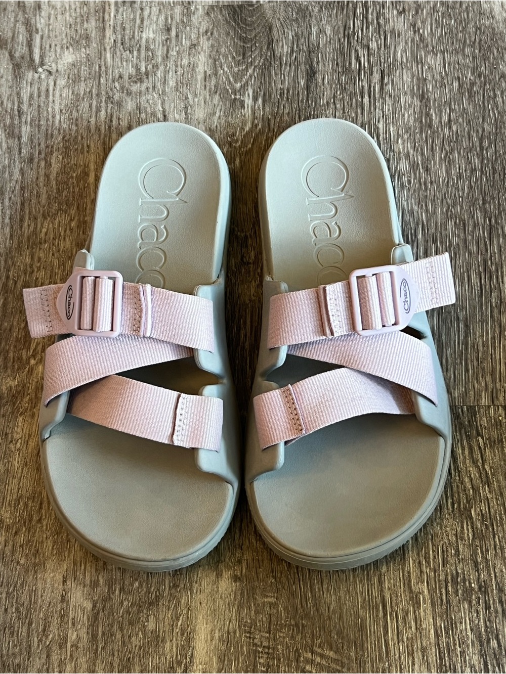 Chaco Women’s Light Purple Strap Gray Slide Sandals